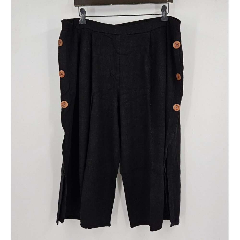Ophelia Rose Women 1X Cropped Pant Rayon/Linen Pullon Stretch Waistband Hi Rise - Picture 1 of 5